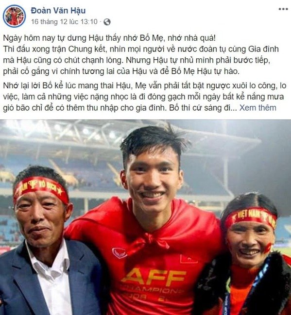  Đoàn Văn Hậu nghẹn lòng kể lại quá khứ nghèo khó của gia đình. (Ảnh chụp màn hình FBNV)