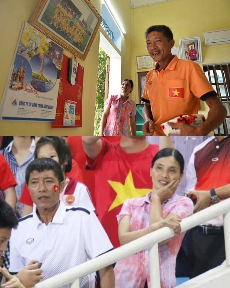  Đằng sau những bước đi của Văn Hậu luôn có sự dõi theo của cha mẹ. (Ảnh: Vietnamnet)