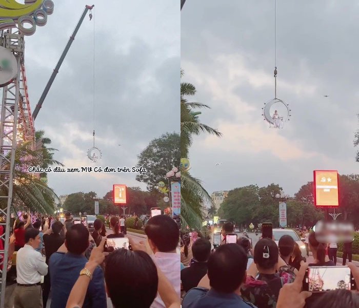 Đám cưới có 1-0-2 ở Nam Định khi rước dâu bằng cần cẩu. (Ảnh: Chụp màn hình TikTok Q.N.N.Đ.) Đám cưới có 1-0-2 ở Nam Định khi rước dâu bằng cần cẩu. (Ảnh: Chụp màn hình TikTok Q.N.N.Đ.)