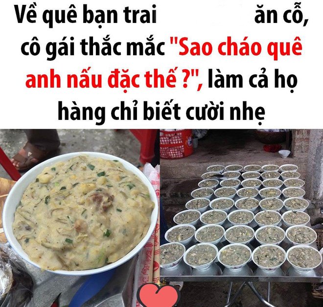 Về quê bạn trai ăn cỗ, cô nàng thắc mắc Sao cháo nhà anh nấu đặc thế liền bị cả họ cười khẩy - Hình 1