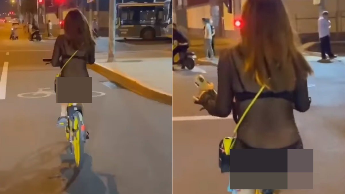 Cô gái diện xuyên thấu đạp xe làm người đi đường không dám nhìn thẳng - 1