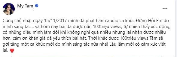 Mỹ Tâm báo tin vui sau bao ngày chờ đợi, CDM rần rần chúc mừng - Ảnh 1 Mỹ Tâm báo tin vui sau bao ngày chờ đợi, CDM rần rần chúc mừng - Ảnh 1